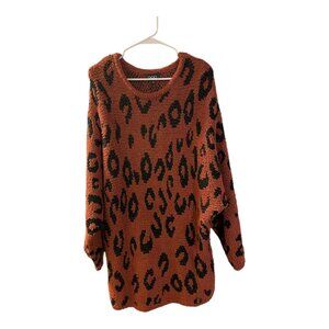 NTW Gigio Burgundy Black Cheetah Print Oversized Sweater